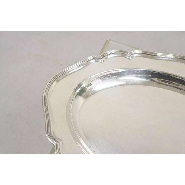 Vintage Wyler Ny English Edwardian Silver Plated Oval Deep Serving Platter Tray For Sale - Image 4 of 11