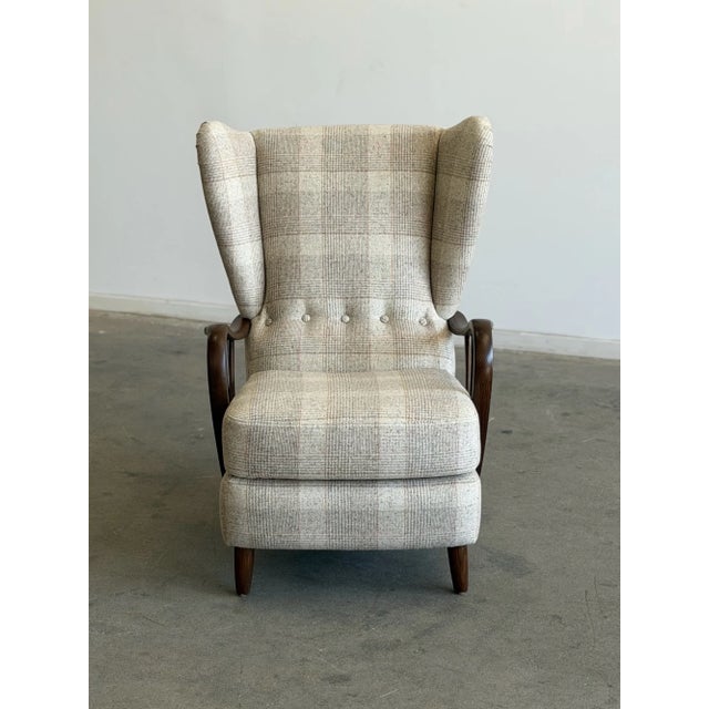 1970s Swedish Highback Lounge Chair in Plaid For Sale - Image 4 of 17