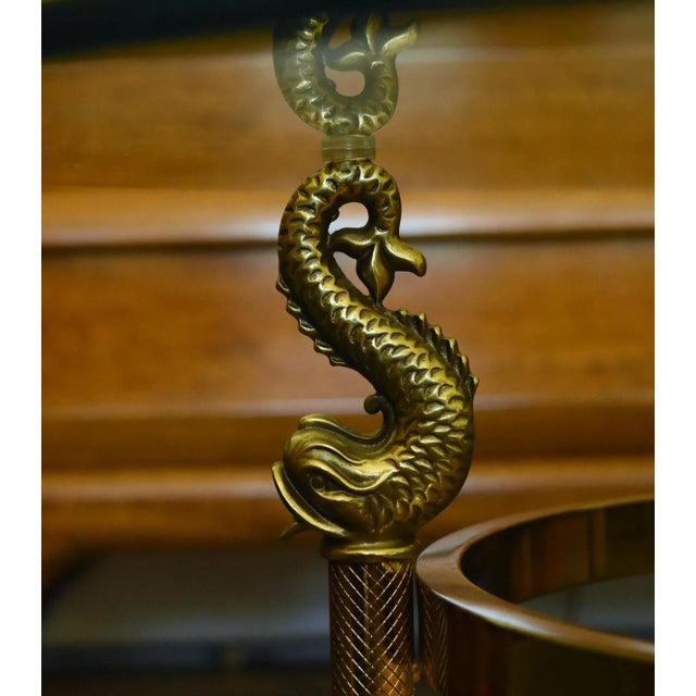 Metal 1990s Design Institute America - Vintage Glass and Brass Dolphin Motif Coffee Table For Sale - Image 7 of 13