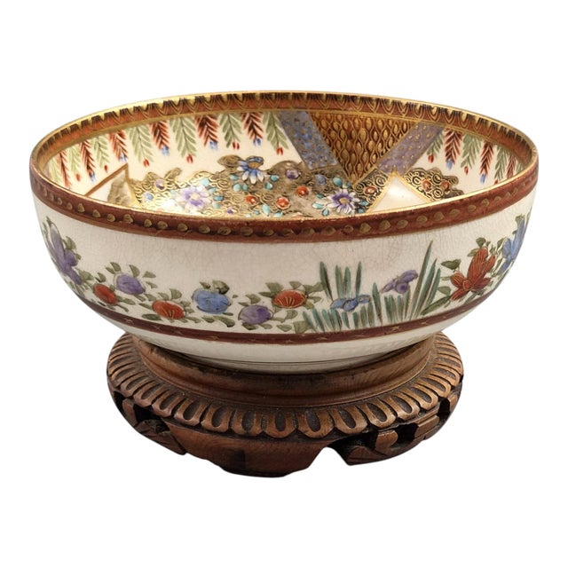 Antique Meiji Japanese Satsuma Bowl by Kozan, 1890s For Sale - Image 3 of 15