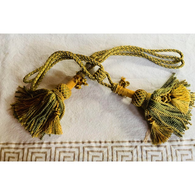 Textile Elegant French Curtain Tiebacks - St. Germain Brocante Find For Sale - Image 7 of 12