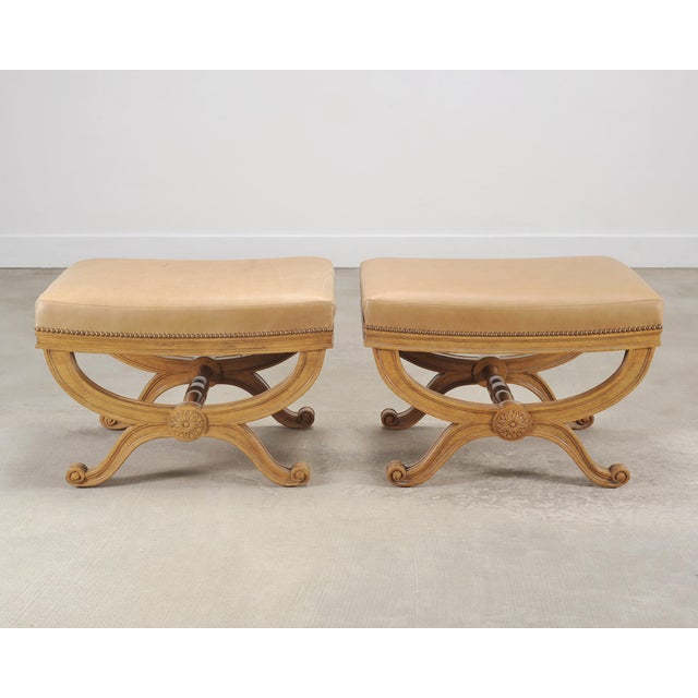 Pair of Michael Taylor Neoclassical Curule d'Orsay Ottoman Benches For Sale - Image 18 of 18
