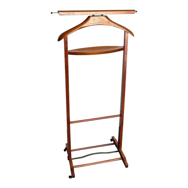 Fratelli Reguitti Midcentury Italian Walnut Valet Stand on Casters For Sale