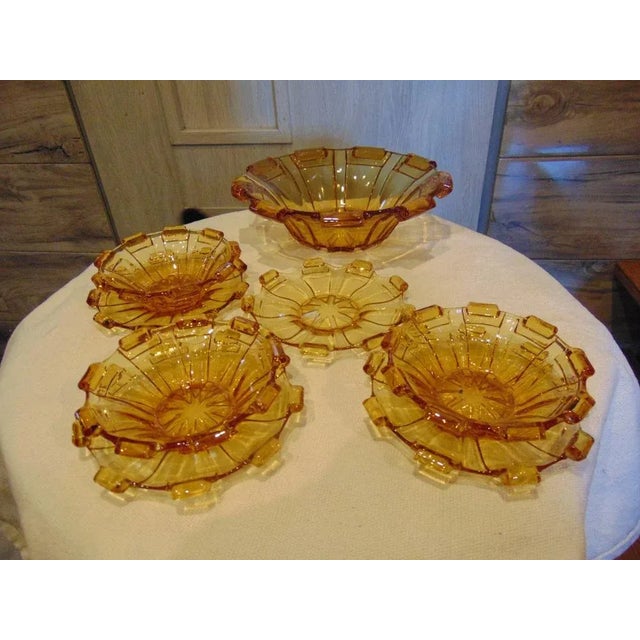 Glass Art Deco Union Rosice Platter, Cups, Plates by Rudolf Schrotter, 1920s, Set of 8 For Sale - Image 7 of 7