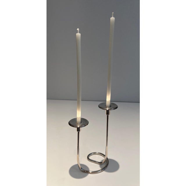 Design/One silver metal candlestick For Sale - Image 11 of 12