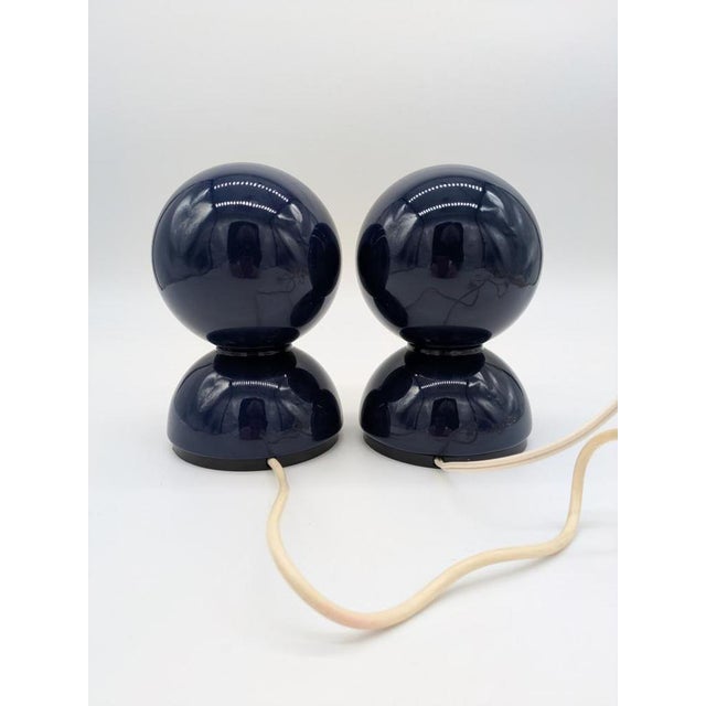 Metal Blue Eclisse Lamps 1st Series by Vico Magistretti for Artemide, Italy, 1966, Set of 2 For Sale - Image 7 of 10