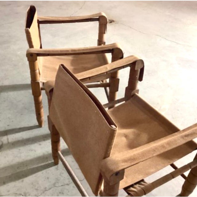 Mid Century Wood and Canvas Safari Chairs For Sale - Image 9 of 9