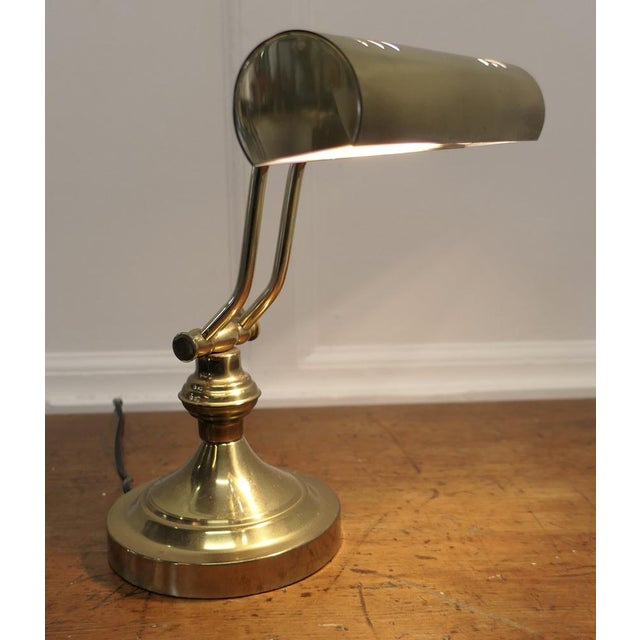 Metal Art Deco Brass Adjustable Bankers Desk Lamp , 1960s For Sale - Image 7 of 9