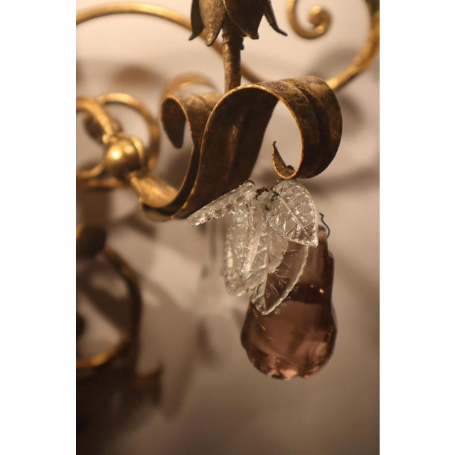 Venetian Hollywood Regency Chandelier with Crystal Glass & Leaves, 1950s For Sale - Image 12 of 18