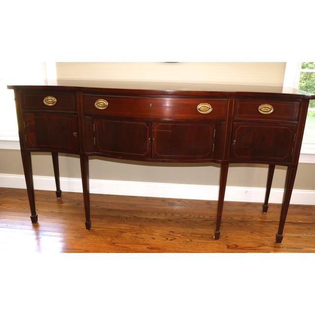 English Traditional Solid Mahogany & Inlaid Mt Vernon Sideboard Buffet Chairish