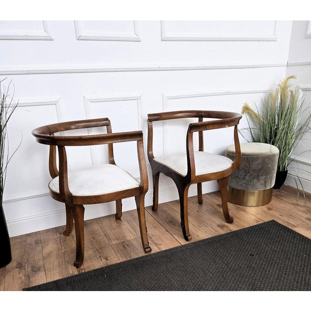 1940s Mid-Century Art Deco Italian Briar Wood Lounge Armchairs, 1940s For Sale - Image 5 of 12