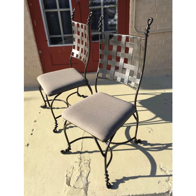 Modern Pair of Wrought-Iron Dining Chairs After Giacometti For Sale - Image 13 of 13