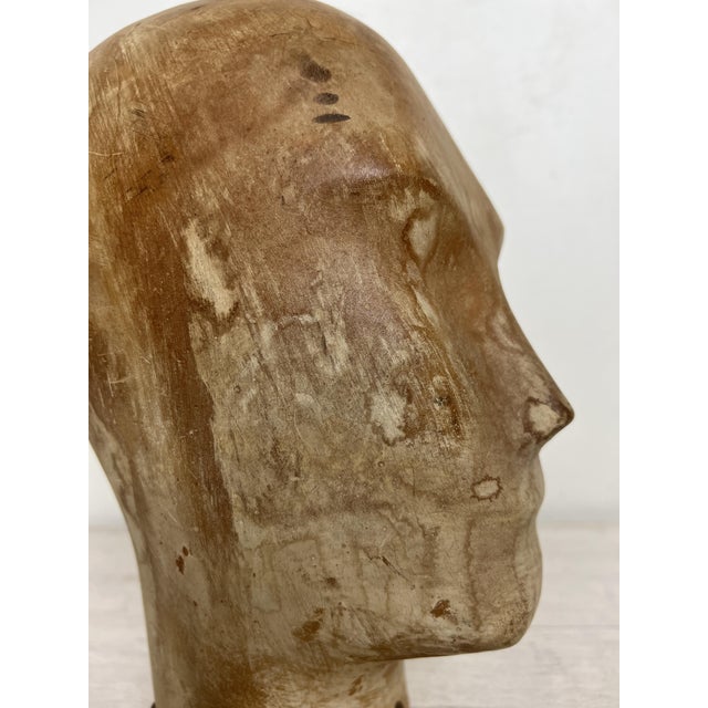 Antique Wooden Milliners Head, 1900s For Sale - Image 5 of 15