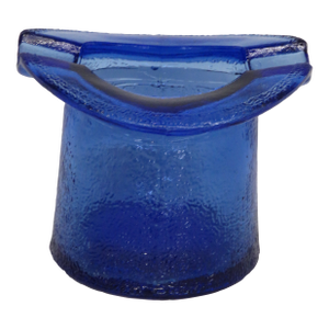 Cobalt Blue Frosted Glass Top Hat Toothpick Holder Ashtray 4586b