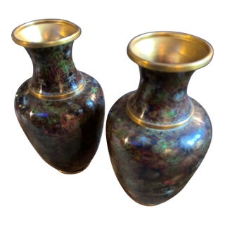 Pair of Late 20th Century Cloisonné Vases For Sale