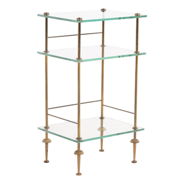 A French Three-Tier Brass and Glass End Table, C. 1950 For Sale
