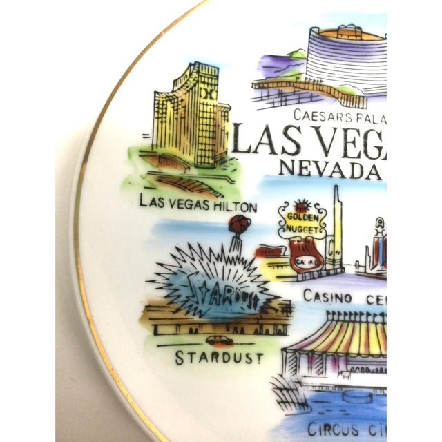 1970s 70s Ceramic Hand Painted Las Vegas Souvenir Plate For Sale - Image 5 of 8