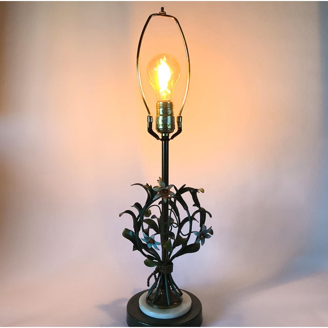 1950s Mid Century Modern Italian Tole Floral Table Lamp For Sale - Image 12 of 14
