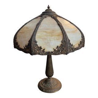 Early 20th Century Slag Glass Lamp For Sale