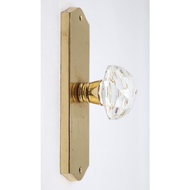Modern Faceted Glass Dummy Door Knob Set For Sale - Image 4 of 6