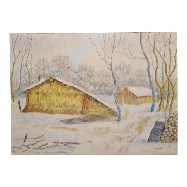 French School, 20th Century "Bois De Montceau" Watercolor Signed G. Bonnot and Dated 1936 For Sale