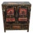 Vintage Oriental Asian Black & Red Hand Painted Lacquer Cabinet Side Table For Sale