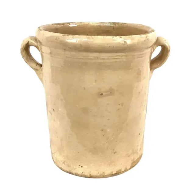 19th Century Italian ceramic chiminea preserve pot with handles. These pots were used to preserve food such as fruits,...