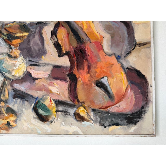 1974 Edward Urban Impressionist Still Life Oil on Canvas Painting, Wood Framed For Sale - Image 9 of 11