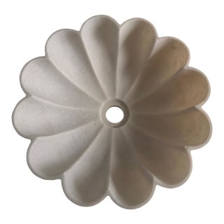 Hand-Carved White Marble Cirque Floral Vessel Sink - Modern Bathroom Vanity Basin For Sale