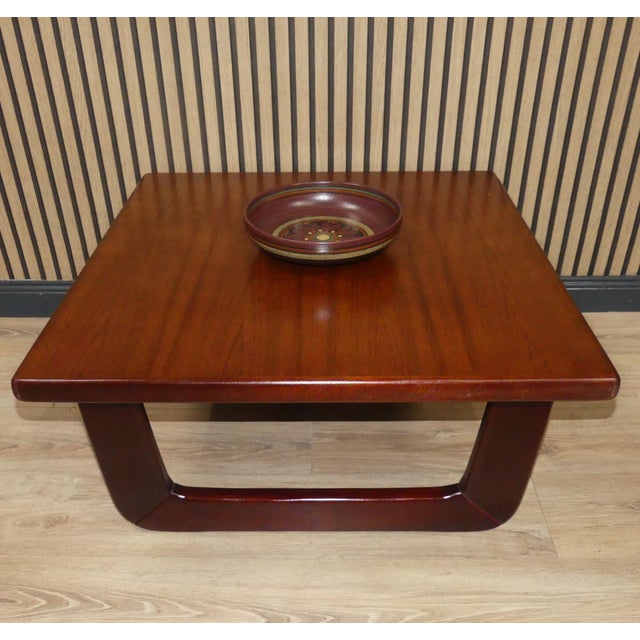 Stable, timeless furniture! Coffee table, square low living room table Beautifully grained teak top, varnished The...