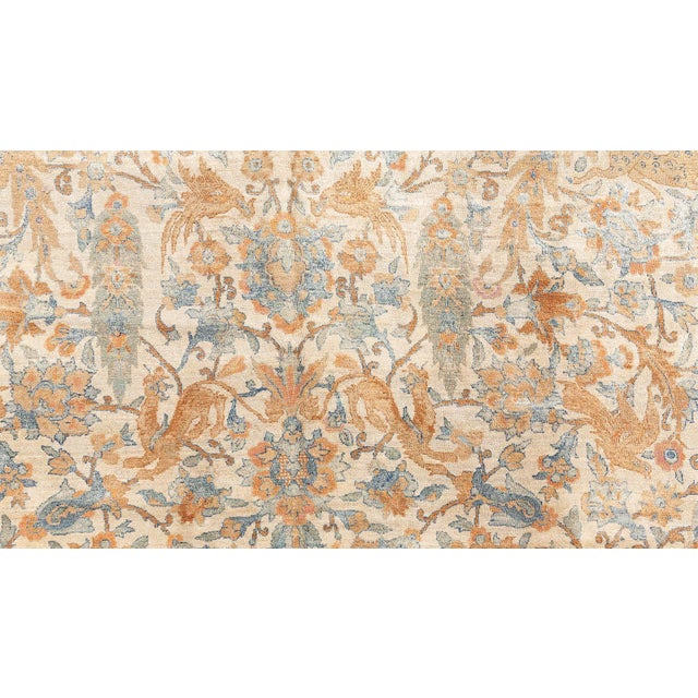 Authentic Persian Kirman Handmade Wool Rug For Sale - Image 4 of 10