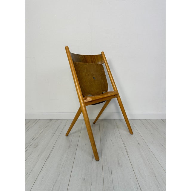 Wood Vintage Stackable Plywood Chair from Hiller, Germany, 1950s For Sale - Image 7 of 8