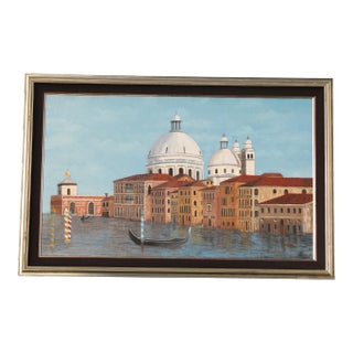 1980s Venetian Canal Art Painting For Sale