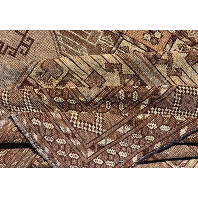 Mid 20th Century Hand-Knotted Vintage Ersari Rug With Gul Design in Brown, Ivory & Almond For Sale In Atlanta - Image 6 of 13