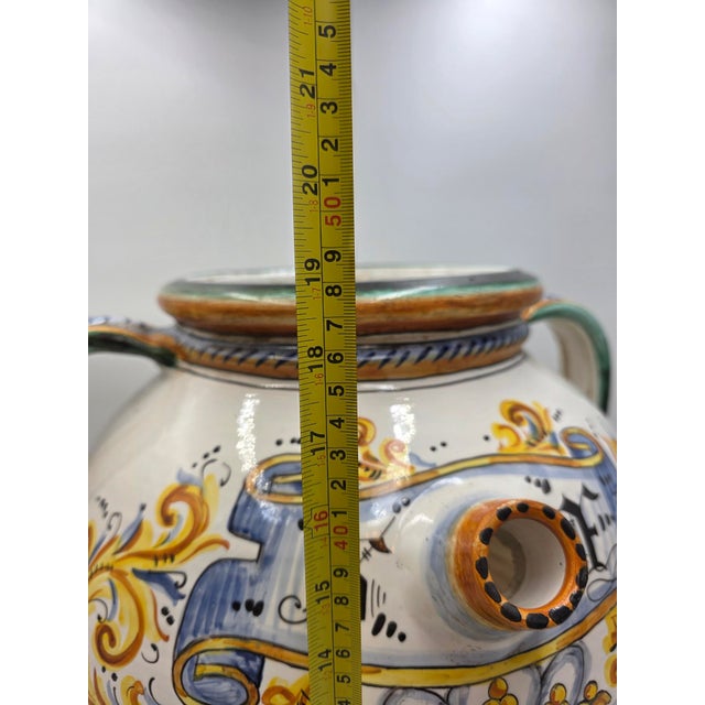 Amazing Rare Antique XL Mid 19th C Italian Majolica Olive Oil Jar Heraldic Lions Hand Painted For Sale - Image 15 of 18