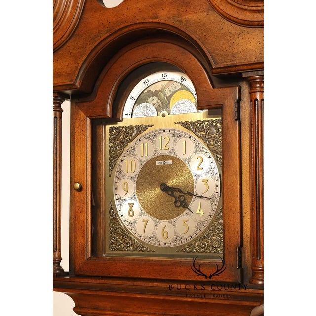 Howard Miller Chippendale Style Cherry Grandfather Grandmother Clock For Sale - Image 4 of 18