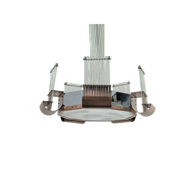 This charming pendant lamp is a refined example of Art Deco lighting, presumably dating to the 1930s or 1940s. The...