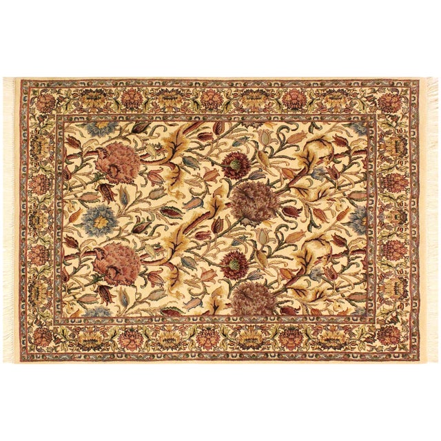 Beige Shabby Chic Pak-Persian Beige/Pink Wool Rug - 4'0'' X 5'10'' For Sale - Image 8 of 9