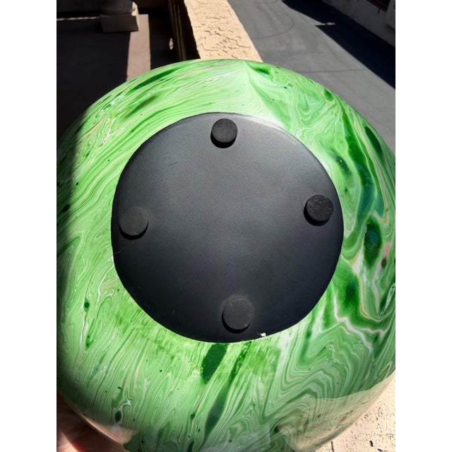 2020s Made Goods Darva Bowl Green Swirl Lacquered Resin Decorative Centerpiece For Sale - Image 5 of 6