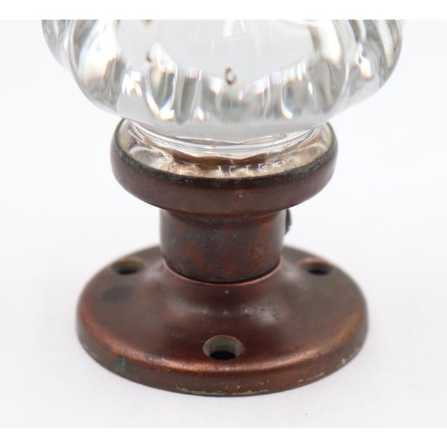 Antique Fluted Glass Brass Dummy Door Knob For Sale - Image 4 of 5