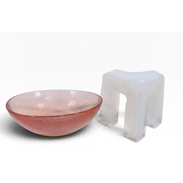 Mid-Century Modern Post Modern Art Glass Bowl on Stand by Hudson Beach Studio C. 1980's For Sale - Image 3 of 9