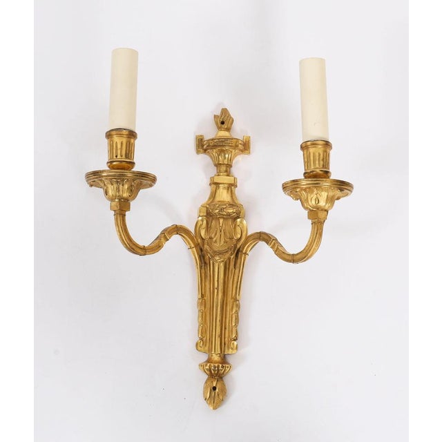 Antique French Louis Revival Three-Branch Ormolu Wall Lights, 1880, Set of 4 For Sale - Image 6 of 10