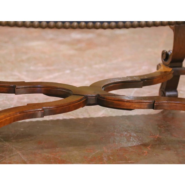 Late 19th Century 19th Century French Louis XIII Walnut Stool With Floral Needlepoint Upholstery For Sale - Image 5 of 12