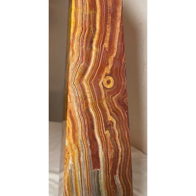 Huge Vintage Solid Red Onyx Stone Gran Tour Obelisk Statue Table Sculpture For Sale - Image 13 of 15