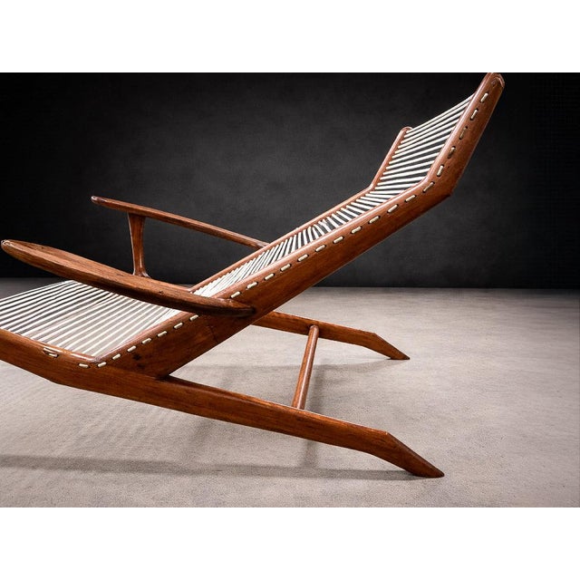 Brazilian Modern Chaise Lounge in Caviúna Wood & Fabric by Pierre Weckx, Brazil, 1950s — Lot 573A For Sale - Image 16 of 17