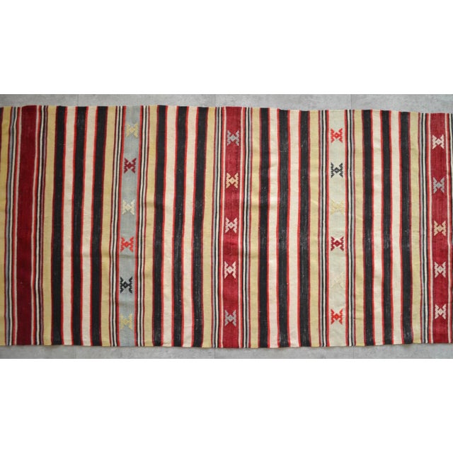 Textile 1940s Vintage Turkish Hand Woven Kilim Runner - 2′10″ × 19′3″ For Sale - Image 7 of 11