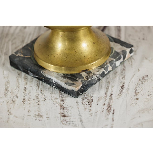 "About the Item This vintage brass table lamp offers a classic mid-century presence, defined by its sculptural baluster...