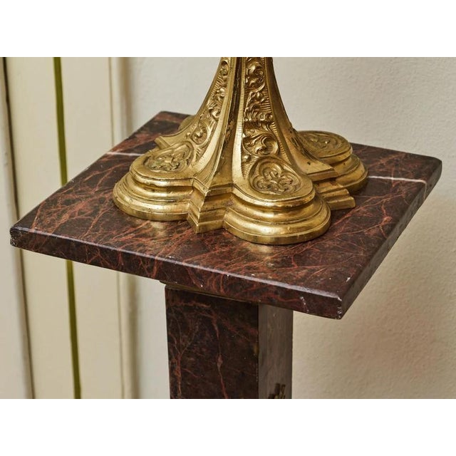 Empire Red Marble Pedestals with Brass Applications, Set of 2 For Sale - Image 4 of 10