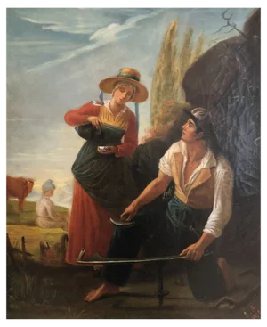L. A., Personnages animés à la campagne, 1878, Oil on Canvas