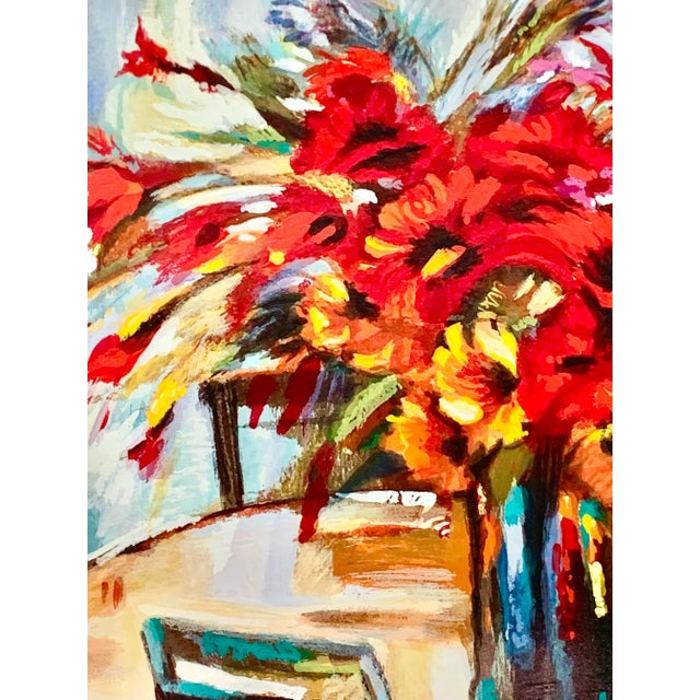 Red Signed and Numbered Seriolithograph “Red and Yellow Flowers” by Michael Milkin For Sale - Image 8 of 11